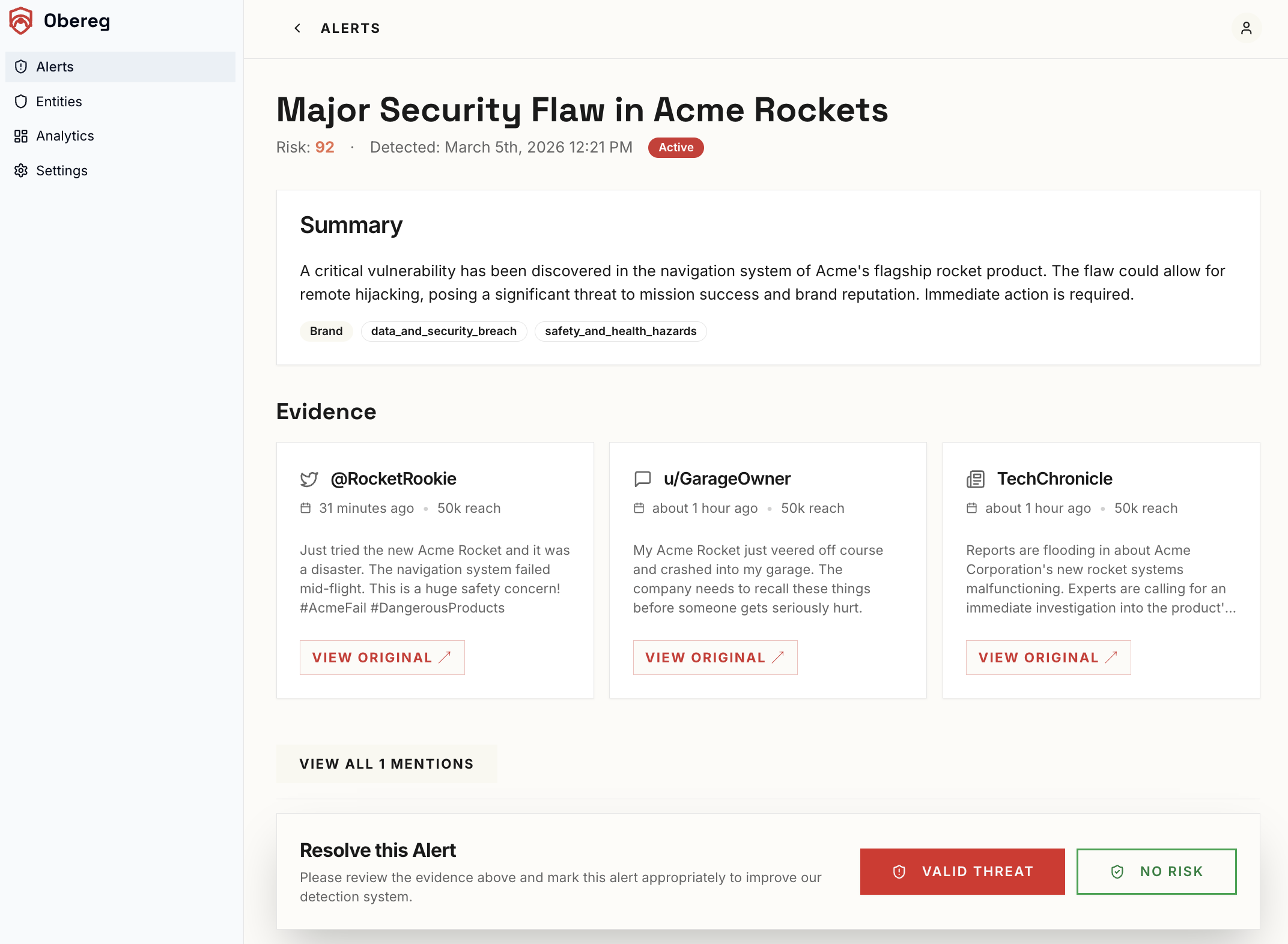 Obereg app screenshot